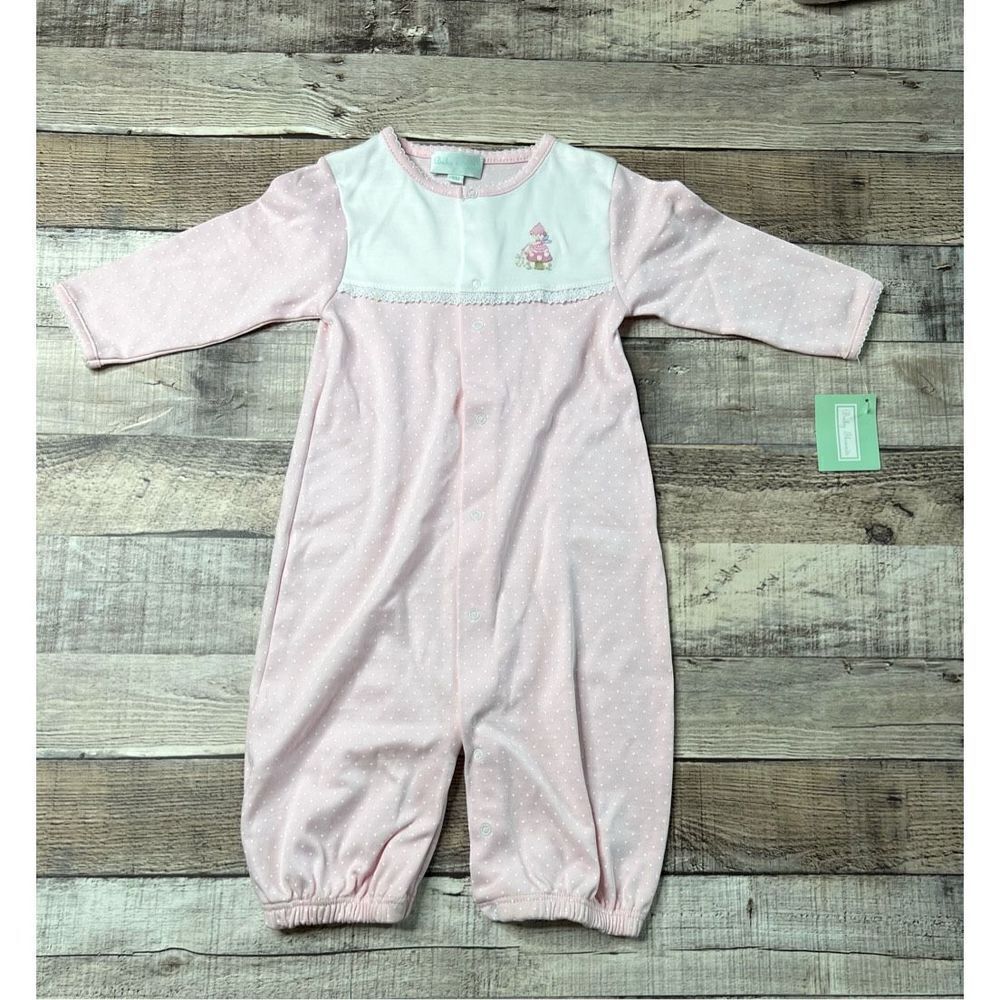 NWT Baby Threads Fairy Swiss‎ Dot Lace Trim Knit Romper sz 6 months Retails $45